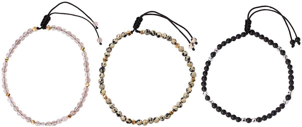 Firetti Fußketten Set Schmuck Geschenk Körperschmuck Edelsteine (Set, 3-tlg), mit Achat, Dalmatiner Jaspis, Onyx von Firetti