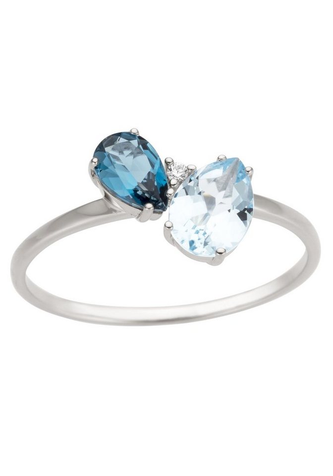 Firetti Goldring Schmuck Geschenk Gold 333 Damenring Goldring Edelstein Farbstein, mit Blautopas (beh), Blautopas London Blue (beh) - mit Brillant von Firetti