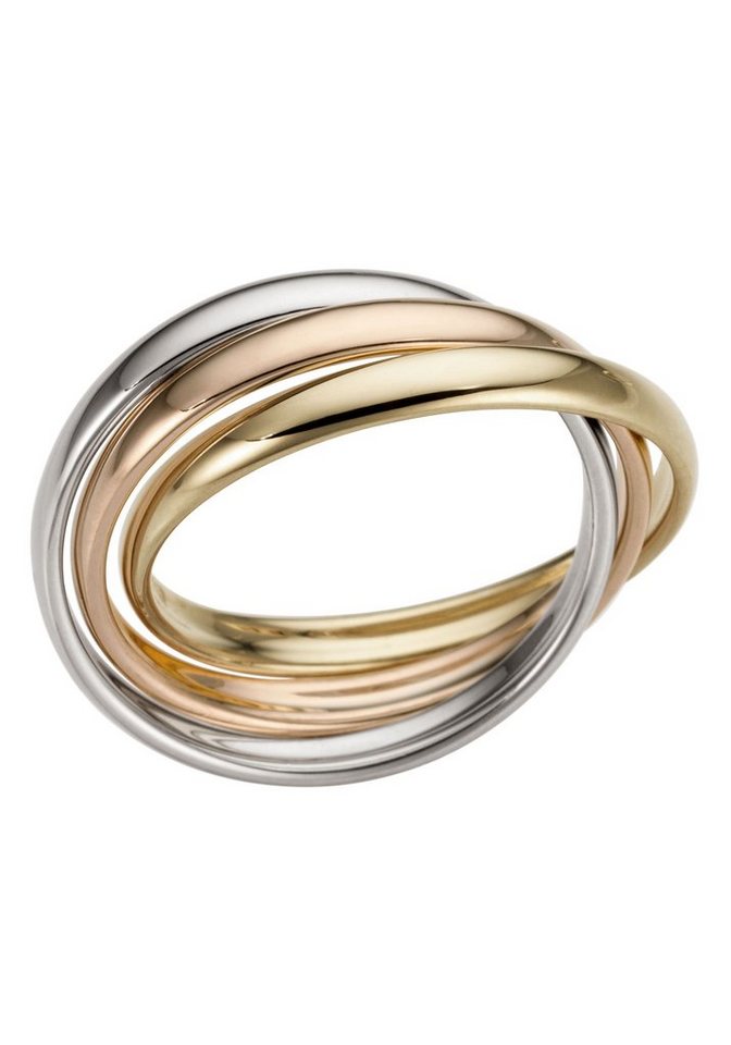 Firetti Goldring Schmuck Geschenk Gold 585, 3-Fach verschlungen, tricolor, massiv von Firetti