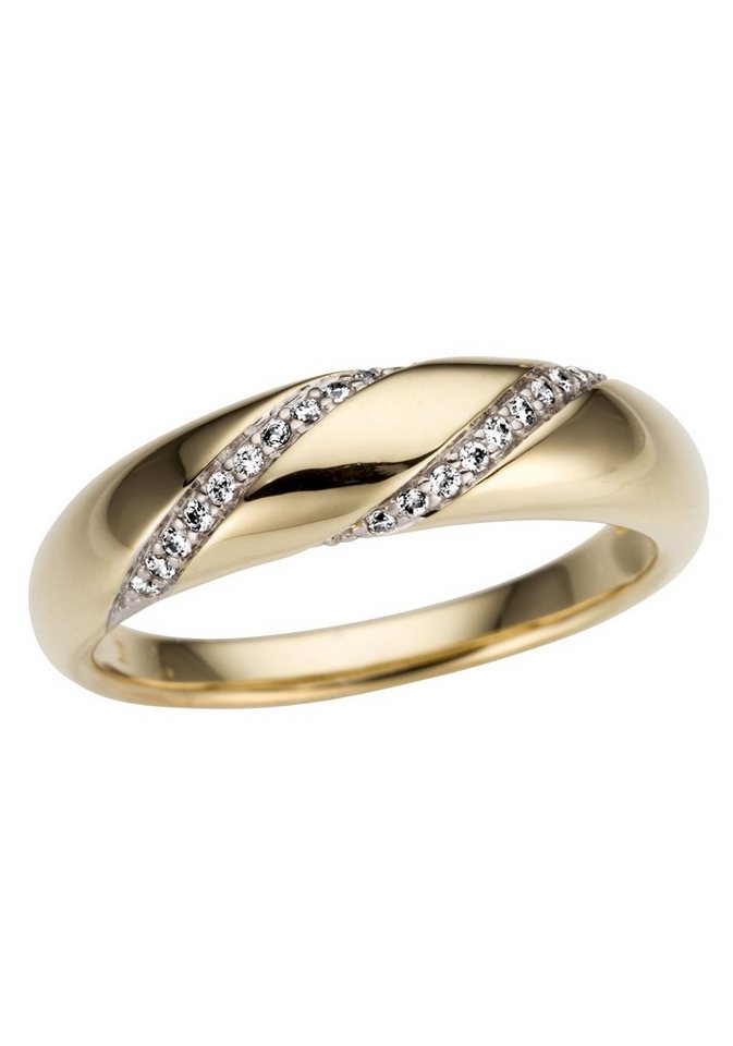 Firetti Goldring Schmuck Geschenk Gold 585, Edel, tlw. rhodiniert, massiv, mit Brillanten von Firetti