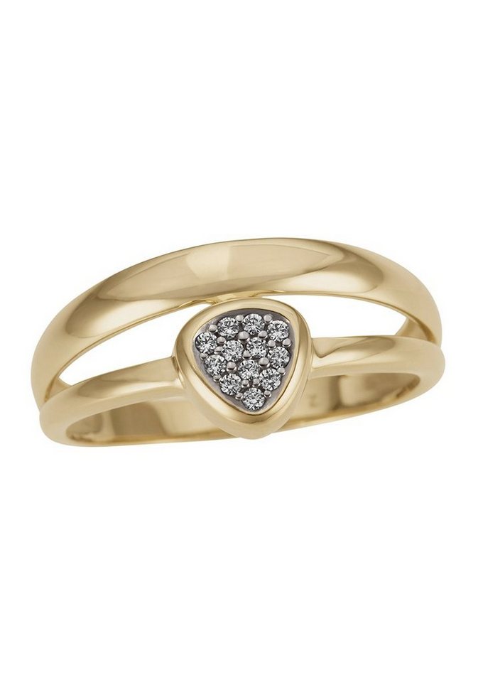 Firetti Goldring Schmuck Geschenk Gold 333 Geometrische Form Dreieck in 2-rhg. Optik, mit Zirkonia (synth) von Firetti
