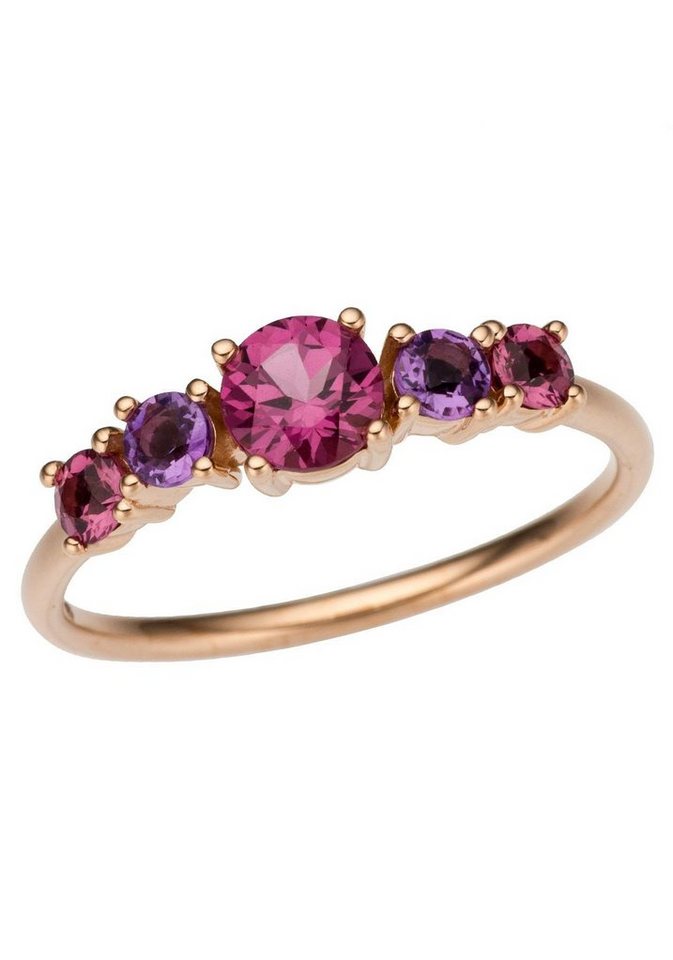 Firetti Goldring Schmuck Geschenk Gold 333 Damenring Goldring Edelstein Farbstein, mit Amethyst, Rhodolith von Firetti