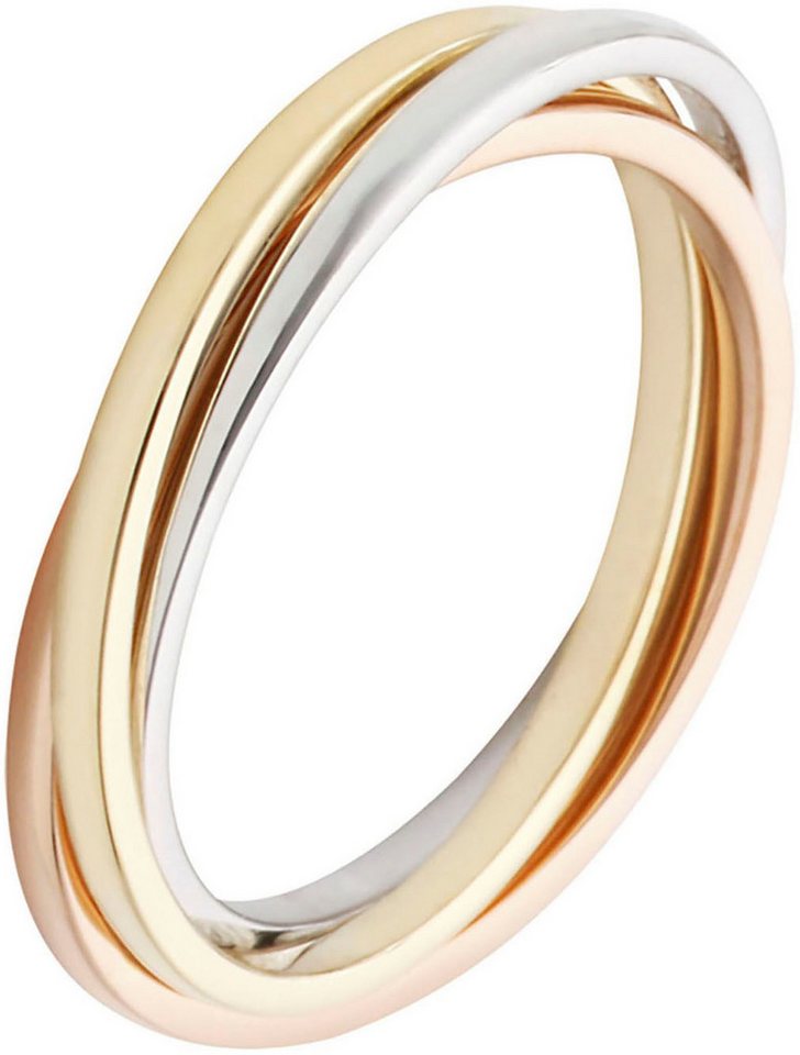 Firetti Goldring Schmuck Geschenk Gold 375 verschlungene Tricolor-Optik, Made in Germany von Firetti