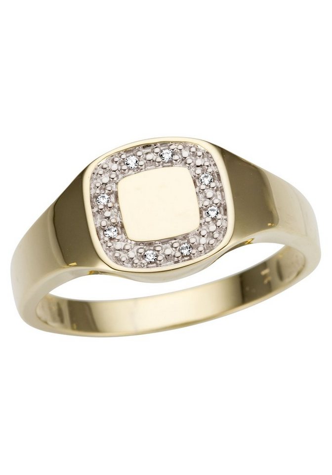 Firetti Goldring Schmuck Geschenk Gold 333 Siegelring, teilw. rhodiniert, massiv, mit Brillanten von Firetti