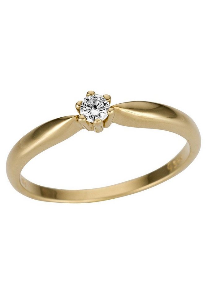 Firetti Goldring Schmuck Geschenk Gold 375 Damenring Verlobungsring Goldring Solitär, mit Brillant von Firetti