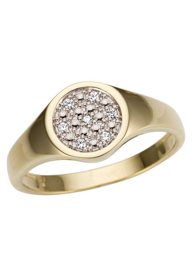 Firetti Goldring Schmuck Geschenk Gold 333 edel, rund, teilw. rhodiniert, massiv, mit Brillanten von Firetti