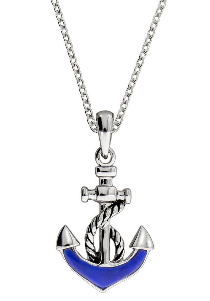 Firetti Kette mit Anhänger Schmuck Geschenk Silber 925 Halsschmuck Halskette Ankerkette, mit Lapislazuli von Firetti