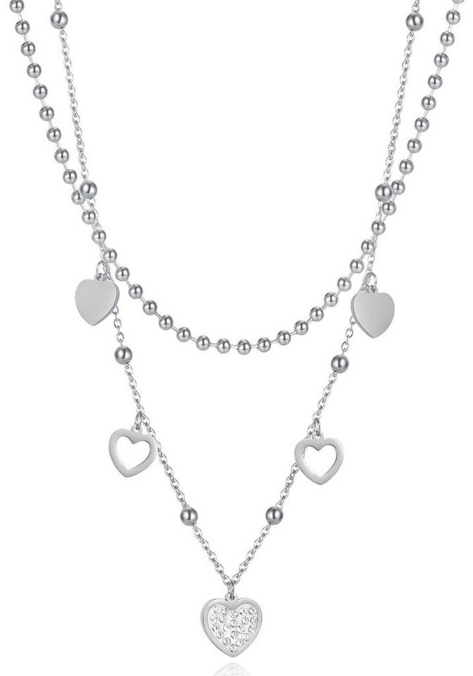 Firetti Kette mit Anhänger Schmuck Geschenk, Hearts Charm, mit Zirkonia (synth) von Firetti