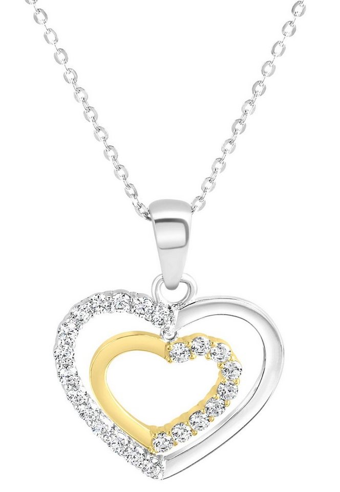 Firetti Kette mit Anhänger Schmuck Geschenk Silber 925 Halsschmuck Halskette Ankerkette Herz, mit Zirkonia (synth) von Firetti