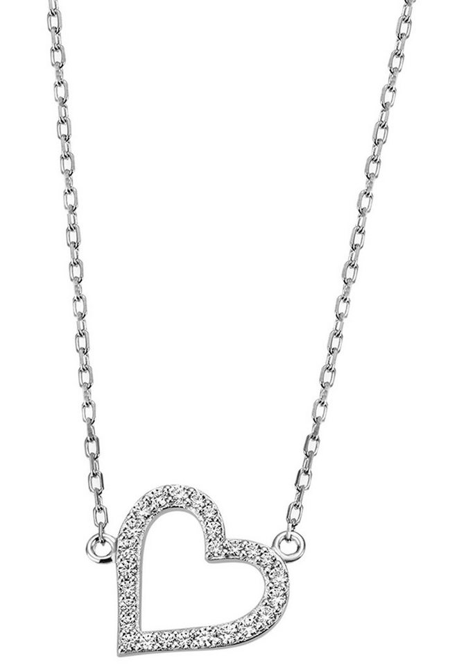 Firetti Kette mit Anhänger Schmuck Geschenk Silber 925 Halsschmuck Halskette Ankerkette Herz, mit Zirkonia (synth) von Firetti