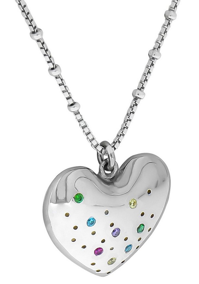 Firetti Kette mit Anhänger Schmuck Geschenk Silber 925 Halsschmuck Halskette Venezianer Herz, mit Zirkonia (synth) von Firetti