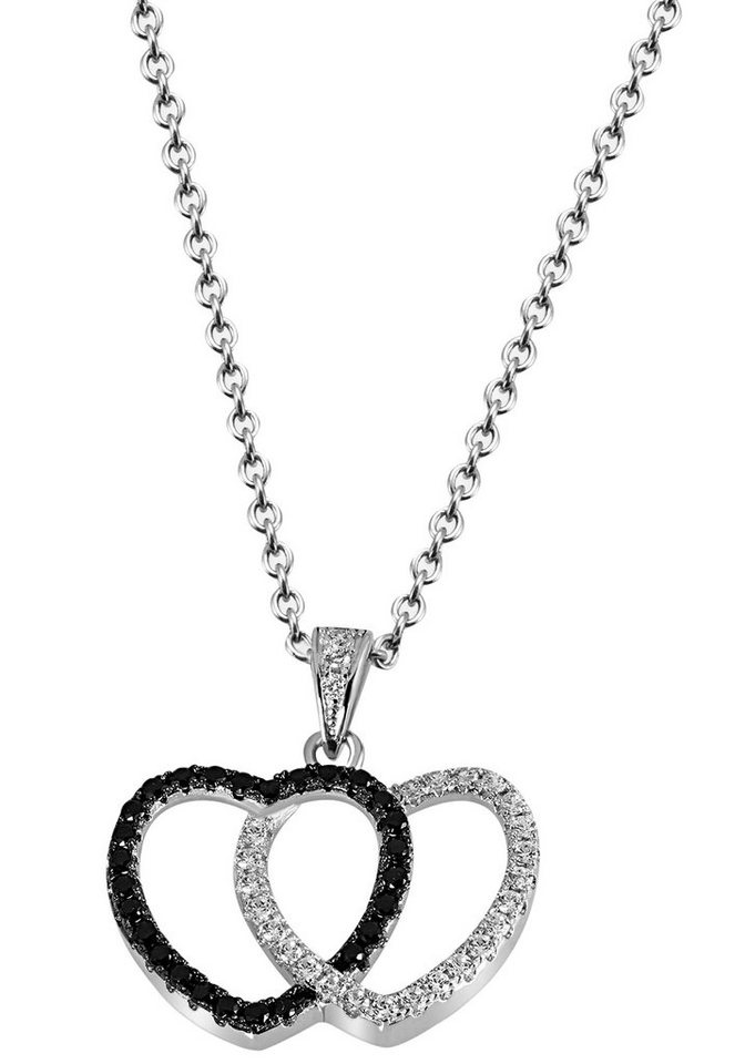 Firetti Kette mit Anhänger Schmuck Geschenk Silber 925 Halsschmuck Halskette Ankerkette Herz, mit Zirkonia (synth) von Firetti