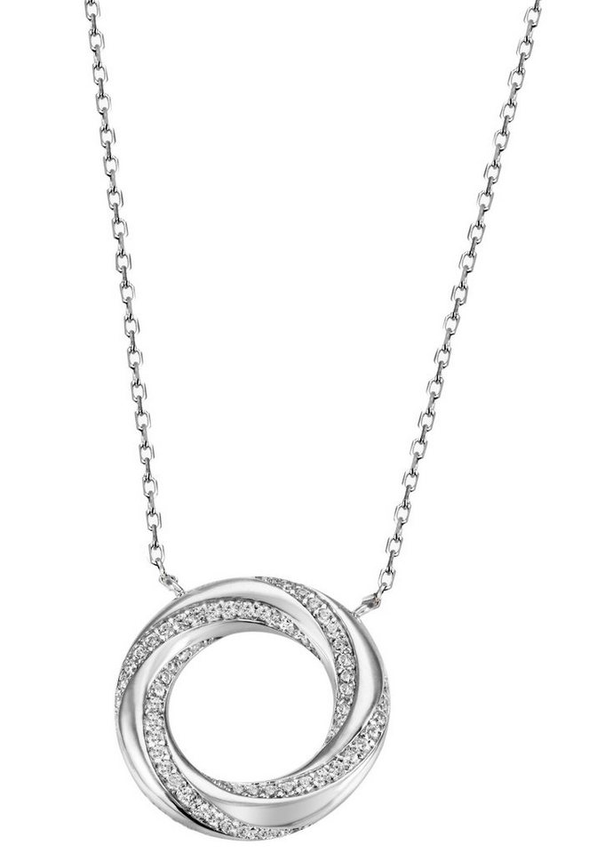 Firetti Kette mit Anhänger Schmuck Geschenk Silber 925 Halsschmuck Halskette Ankerkette Kreis, mit Zirkonia (synth) von Firetti