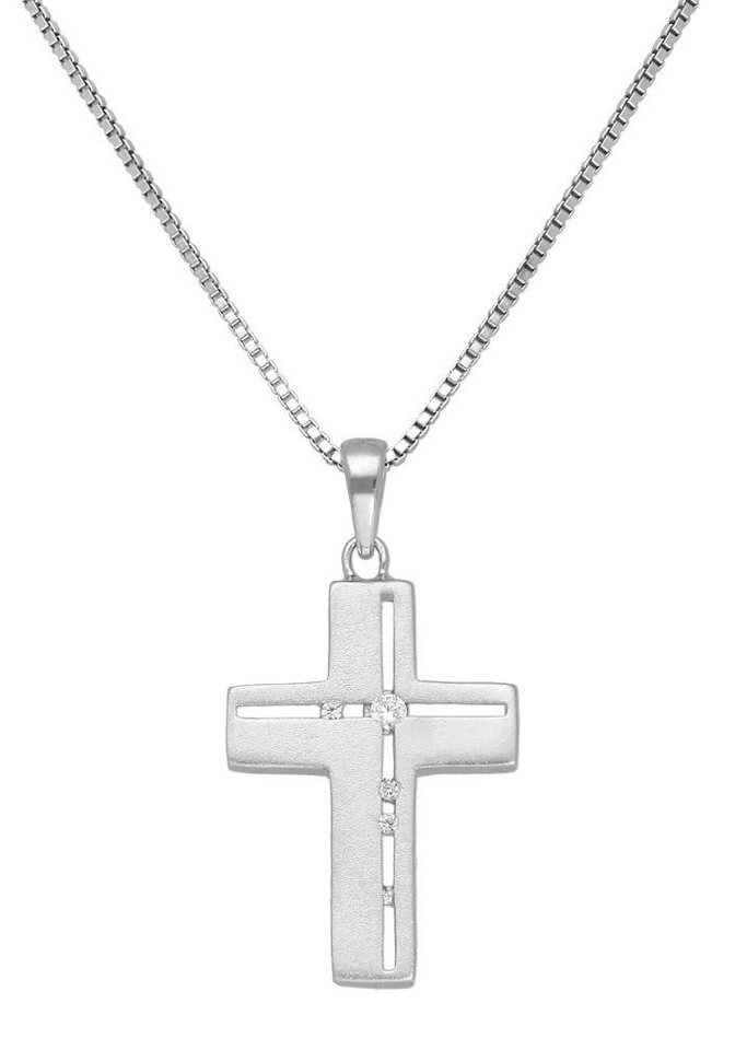 Firetti Kette mit Anhänger Schmuck Geschenk Silber 925 Halsschmuck Halskette Venezianer Kreuz, mit Zirkonia (synth) von Firetti