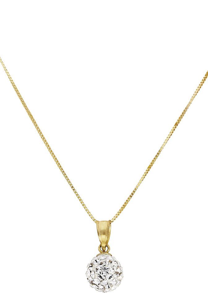 Firetti Kette mit Anhänger Schmuck Geschenk Gold 375 Halsschmuck Halskette Goldkette Venezianer, mit Kristallstein (synth) von Firetti