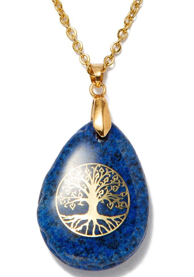 Firetti Kette mit Anhänger Schmuck Geschenk Lebensbaum, Made in Germany - mit Rosenquarz, Lapislazuli, Aventurin oder Amethyst von Firetti