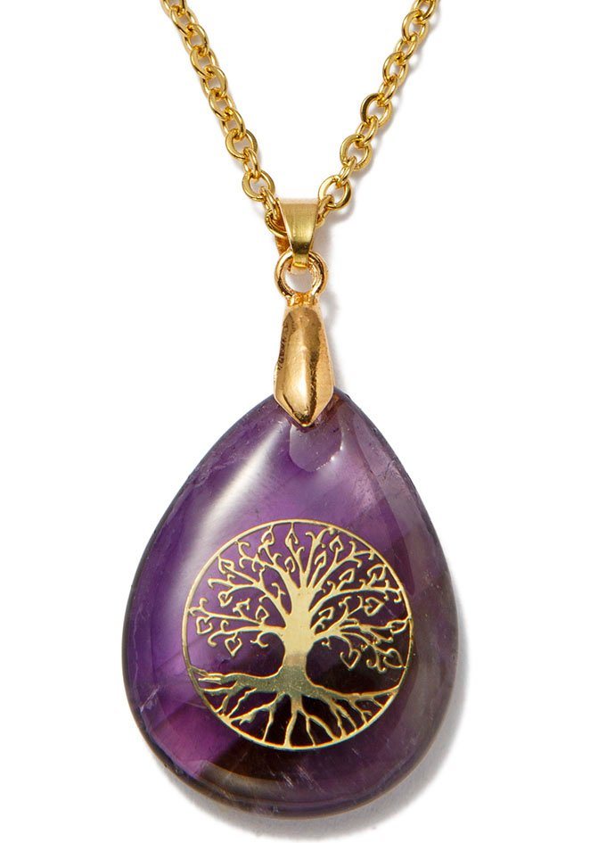 Firetti Kette mit Anhänger Schmuck Geschenk Lebensbaum, Made in Germany - mit Rosenquarz, Lapislazuli, Aventurin oder Amethyst von Firetti