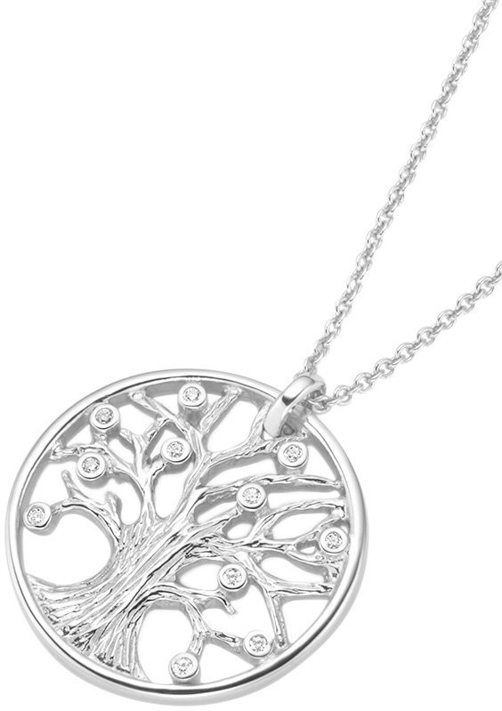 Firetti Kette mit Anhänger Schmuck Geschenk Silber 925 Halsschmuck Halskette Ankerkette Baum, mit Zirkonia (synth) von Firetti