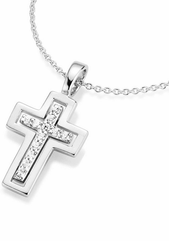 Firetti Kette mit Anhänger Schmuck Geschenk Silber 925 Halsschmuck Halskette Ankerkette Kreuz, mit Zirkonia (synth) von Firetti