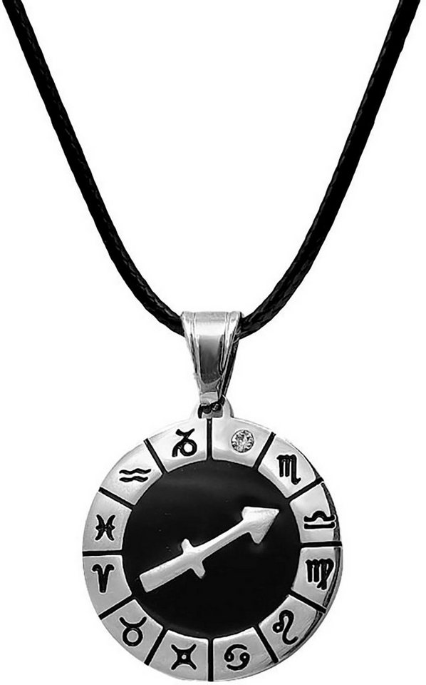Firetti Kette mit Anhänger Schmuck Geschenk Edelstahl Leder Halsschmuck Halskette Sternzeichen, Made in Germany - mit Similistein von Firetti