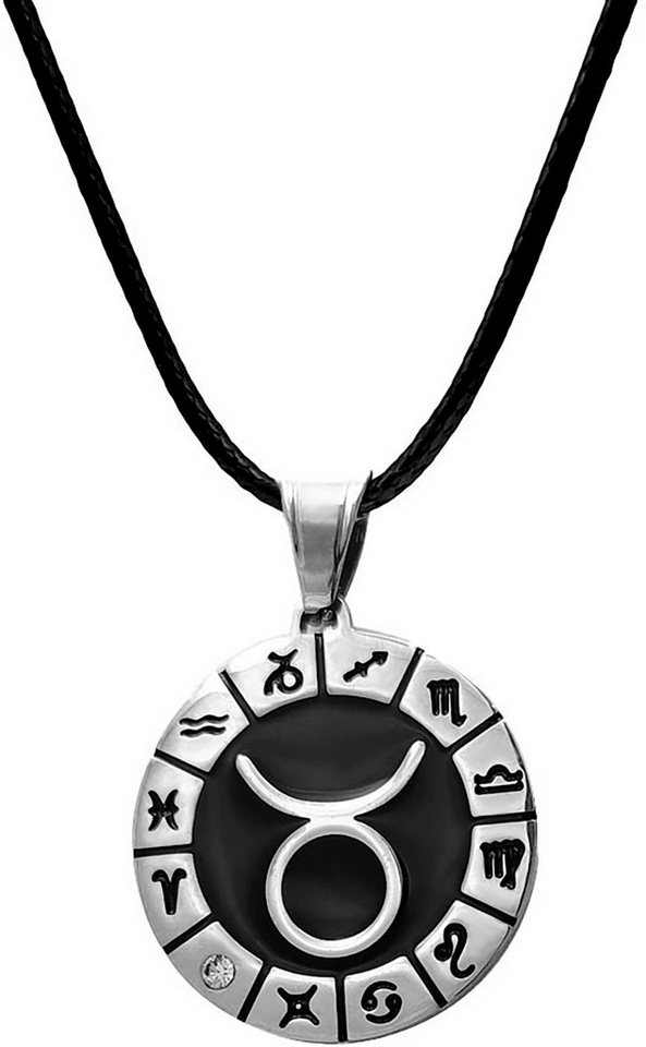 Firetti Kette mit Anhänger Schmuck Geschenk Edelstahl Leder Halsschmuck Halskette Sternzeichen, Made in Germany - mit Similistein von Firetti