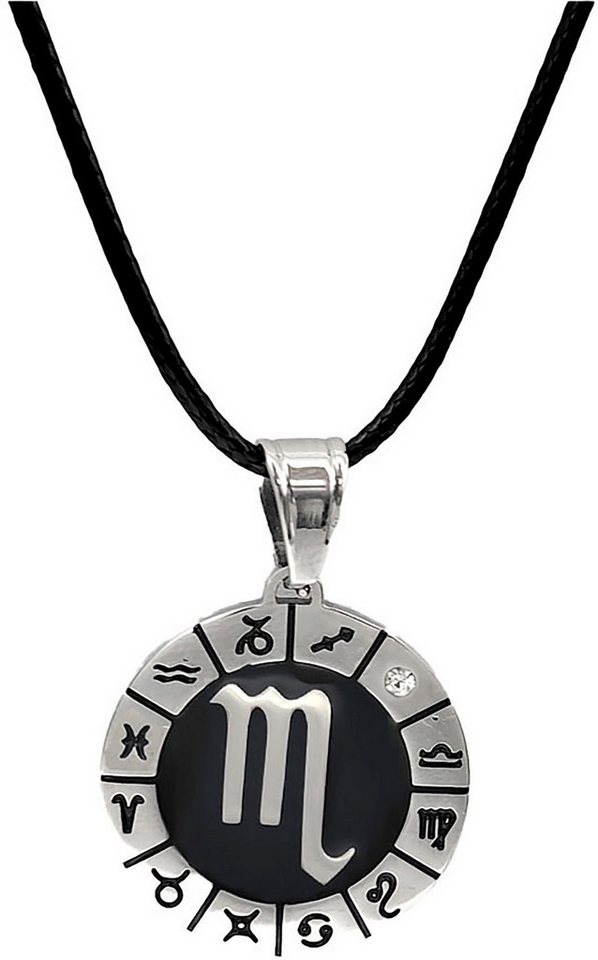 Firetti Kette mit Anhänger Schmuck Geschenk Edelstahl Leder Halsschmuck Halskette Sternzeichen, Made in Germany - mit Similistein von Firetti