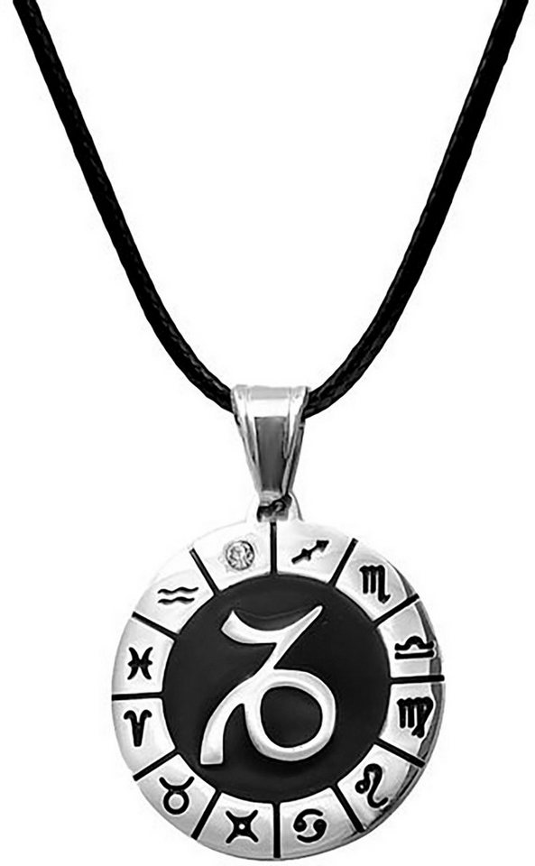 Firetti Kette mit Anhänger Schmuck Geschenk Edelstahl Leder Halsschmuck Halskette Sternzeichen, Made in Germany - mit Similistein von Firetti