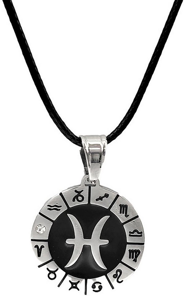 Firetti Kette mit Anhänger Schmuck Geschenk Edelstahl Leder Halsschmuck Halskette Sternzeichen, Made in Germany - mit Similistein von Firetti