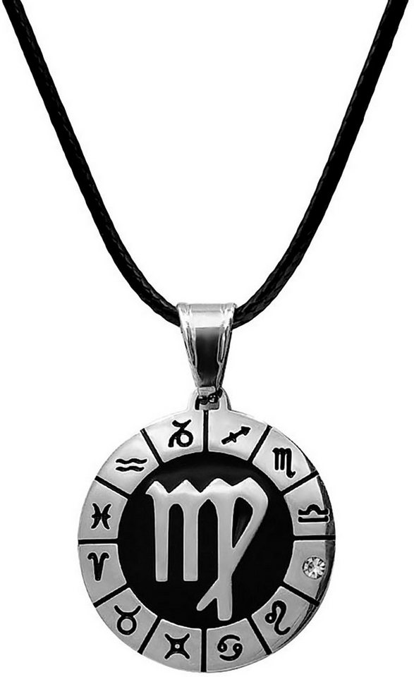 Firetti Kette mit Anhänger Schmuck Geschenk Edelstahl Leder Halsschmuck Halskette Sternzeichen, Made in Germany - mit Similistein von Firetti