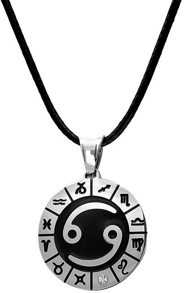 Firetti Kette mit Anhänger Schmuck Geschenk Edelstahl Leder Halsschmuck Halskette Sternzeichen, Made in Germany - mit Similistein von Firetti