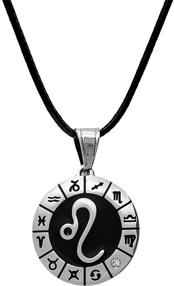 Firetti Kette mit Anhänger Schmuck Geschenk Edelstahl Leder Halsschmuck Halskette Sternzeichen, Made in Germany - mit Similistein von Firetti