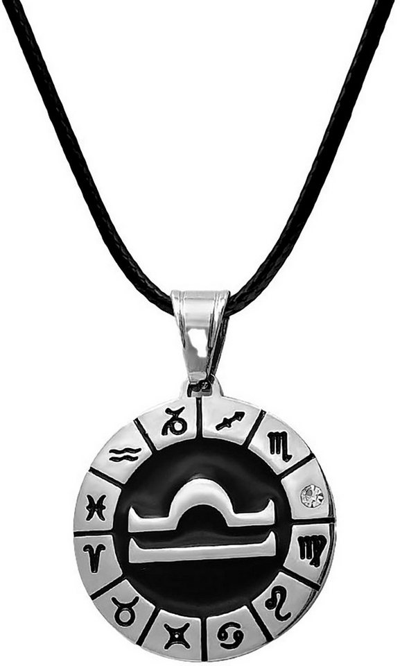 Firetti Kette mit Anhänger Schmuck Geschenk Edelstahl Leder Halsschmuck Halskette Sternzeichen, Made in Germany - mit Similistein von Firetti