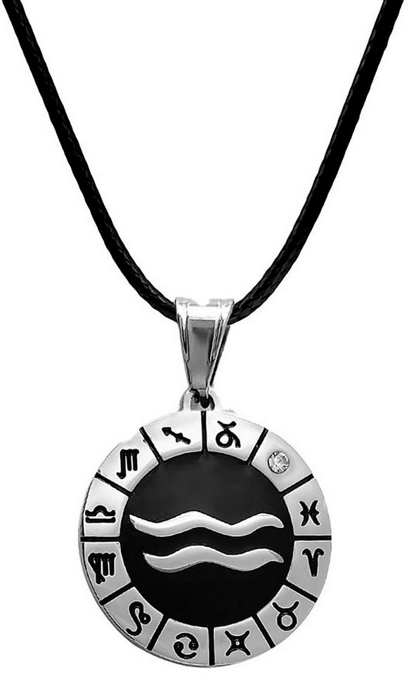 Firetti Kette mit Anhänger Schmuck Geschenk Edelstahl Leder Halsschmuck Halskette Sternzeichen, Made in Germany - mit Similistein von Firetti