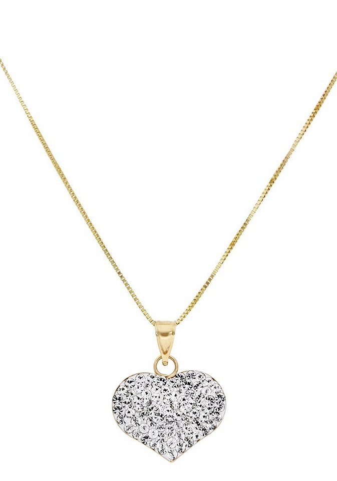 Firetti Kette mit Anhänger Schmuck Geschenk Gold 375 Halsschmuck Halskette Goldkette Venezianer, mit Kristallstein (synth) von Firetti