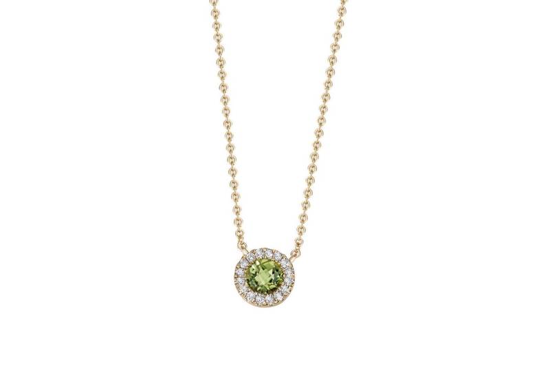 Firetti Kette mit Anhänger Schmuck Geschenk Gold 585 Halsschmuck Halskette Ankerkette Rund, mit Zirkonia (synth) oder mit Peridot und Brillanten von Firetti