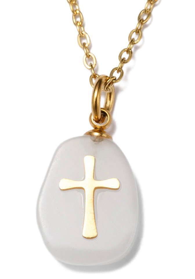 Firetti Kette mit Anhänger Schmuck Geschenk Kreuz, Made in Germany - mit Rosenquarz, Quarz oder Amethyst von Firetti