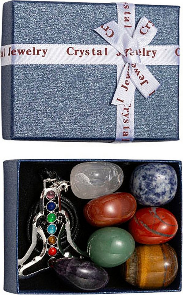 Firetti Kette mit Anhänger Schmuck Geschenk Messing Halskette Anhänger Edelsteine Chakra (Set, 9-tlg., inkl. Chakra-Edelsteinen), Made in Germany - mit Edelsteinen von Firetti