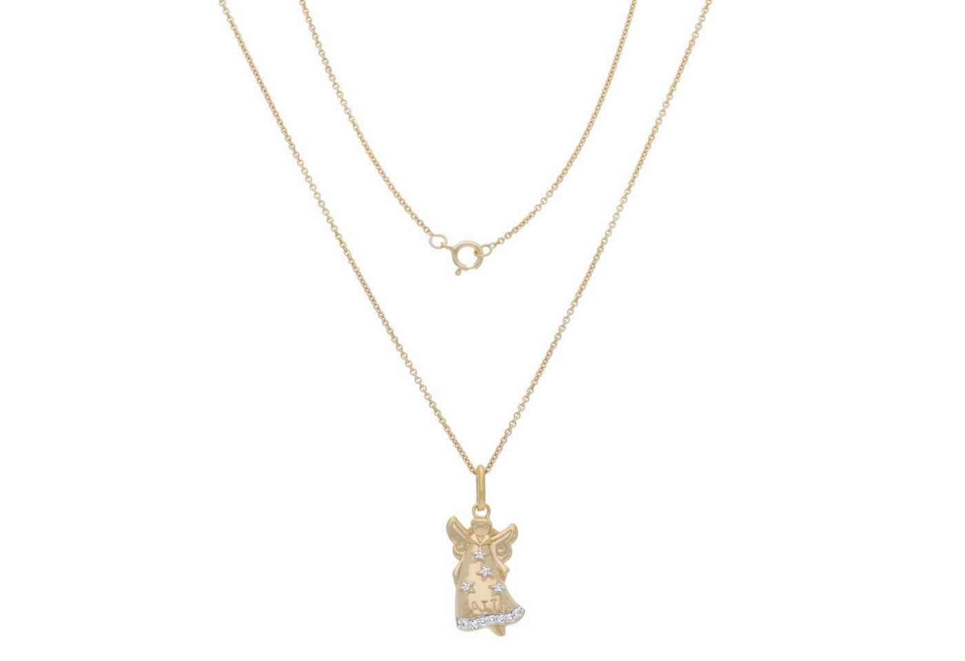 Firetti Kette mit Anhänger Schmuck Geschenk Silber 925 Ankerkette Engel Faith Glaube bicolor, mit Weißtopas von Firetti