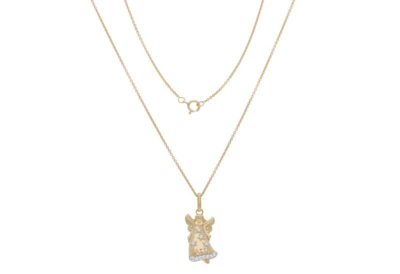 Firetti Kette mit Anhänger Schmuck Geschenk Silber 925 Ankerkette Engel Faith Glaube bicolor, mit Weißtopas von Firetti