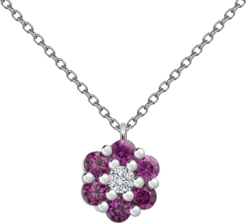 Firetti Kette mit Anhänger Schmuck Geschenk Silber 925 Halsschmuck Ankerkette Anhänger Blume, Made in Germany - mit Zirkonia (synth) von Firetti