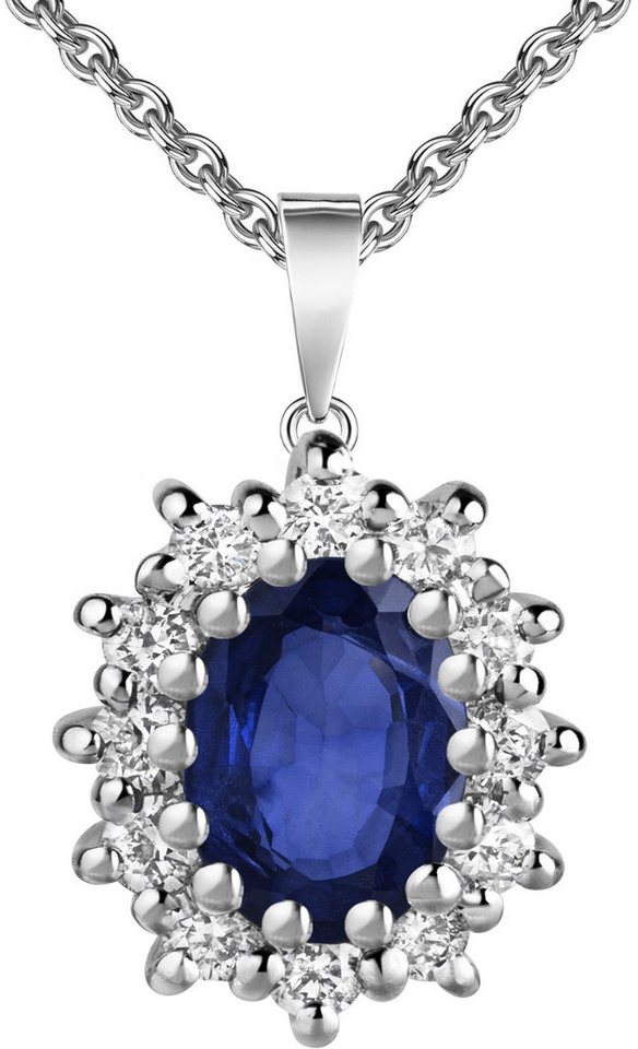 Firetti Kette mit Anhänger Schmuck Geschenk Silber 925 Halsschmuck Ankerkette Anhänger Diana, Made in Germany - mit Zirkonia (synth) von Firetti