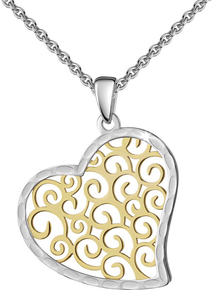 Firetti Kette mit Anhänger Schmuck Geschenk Silber 925 Halsschmuck Ankerkette Anhänger Herz, Made in Germany von Firetti