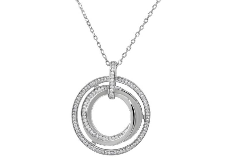 Firetti Kette mit Anhänger Schmuck Geschenk Silber 925 Halsschmuck Ankerkette Kreis mehrreihig, mit Zirkonia (synth) von Firetti