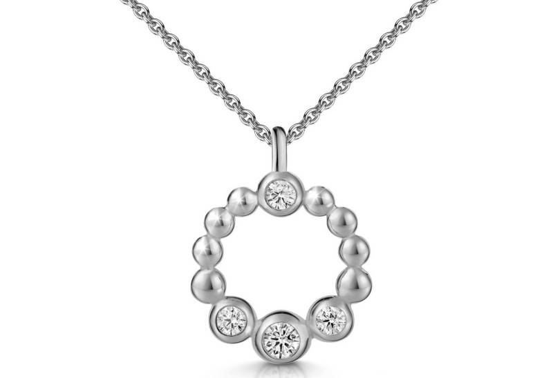 Firetti Kette mit Anhänger Schmuck Geschenk Silber 925 Halsschmuck Ankerkette Kreis rund Kugeln, Made in Germany - mit Zirkonia (synth) von Firetti