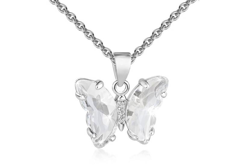 Firetti Kette mit Anhänger Schmuck Geschenk Silber 925 Halsschmuck Ankerkette Schmetterling, Made in Germany - mit Zirkonia (synth) von Firetti