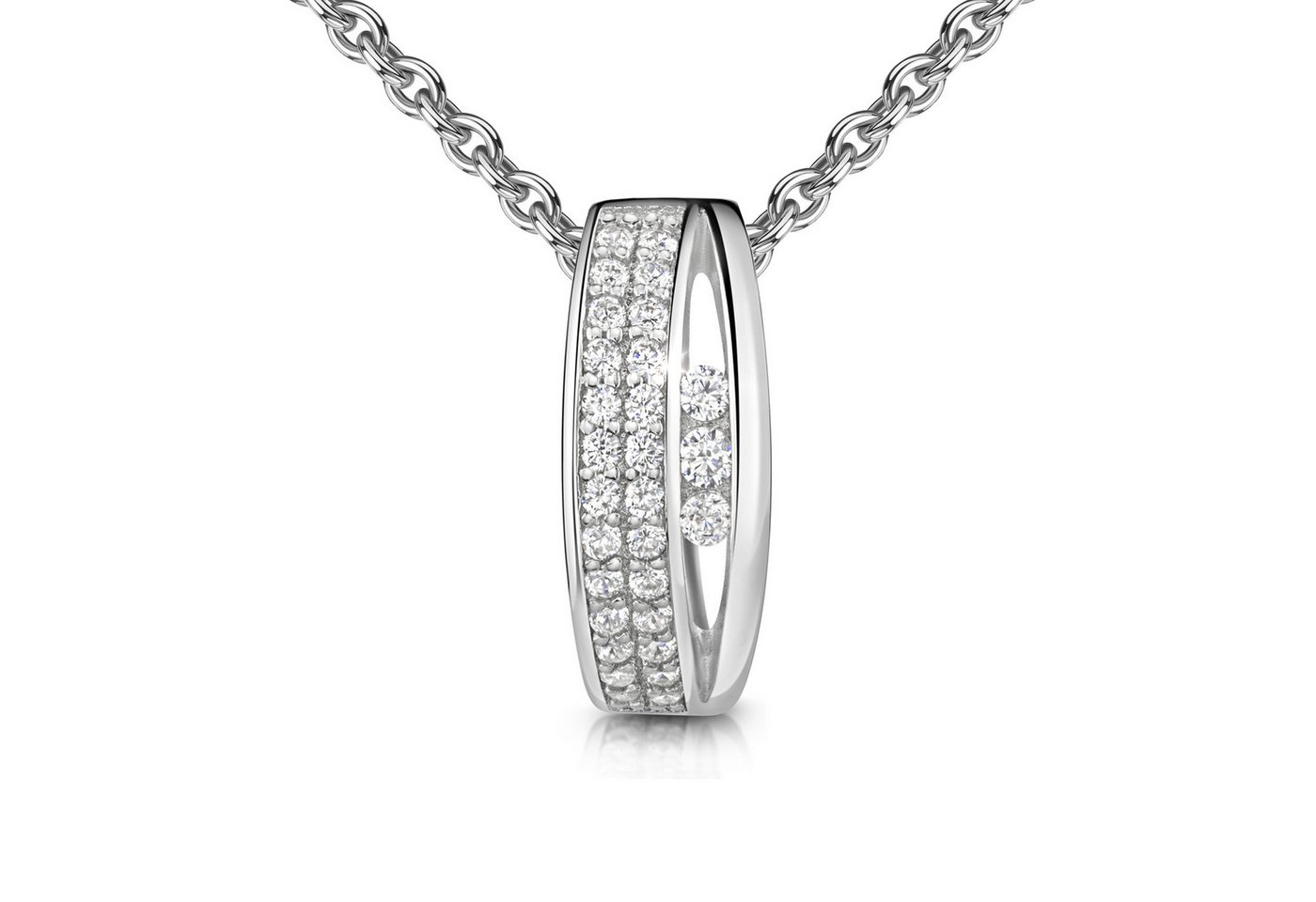 Firetti Kette mit Anhänger Schmuck Geschenk Silber 925 Halsschmuck Halskette Ankerkette, Made in Germany - mit Zirkonia (synth) von Firetti