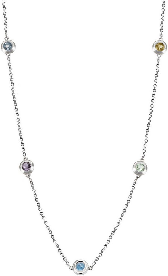 Firetti Kette mit Anhänger Schmuck Geschenk Silber 925 Halsschmuck Halskette Ankerkette Kreis, mit Amethyst, Topas (behandelt), Topas, Citrin von Firetti