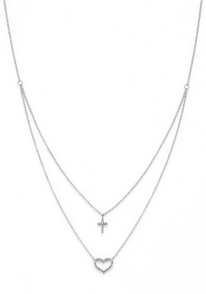 Firetti Kette mit Anhänger Schmuck Geschenk Silber 925 Halsschmuck Halskette Ankerkette Kreuz, mit Zirkonia (synth) von Firetti