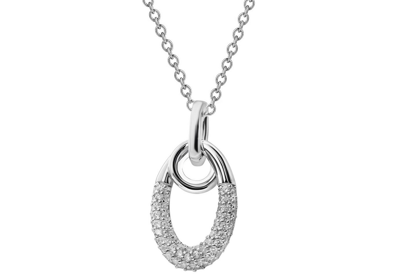 Firetti Kette mit Anhänger Schmuck Geschenk Silber 925 Halsschmuck Halskette Ankerkette Oval, mit Zirkonia (synth) von Firetti