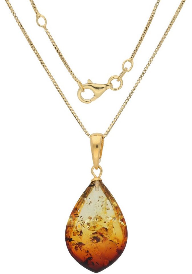 Firetti Kette mit Anhänger Schmuck Geschenk Silber 925 Halsschmuck Halskette Venezianer Tropfen, mit Bernstein von Firetti
